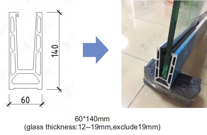 Balcony Railing Aluminum Base Channel LED Glass Railing