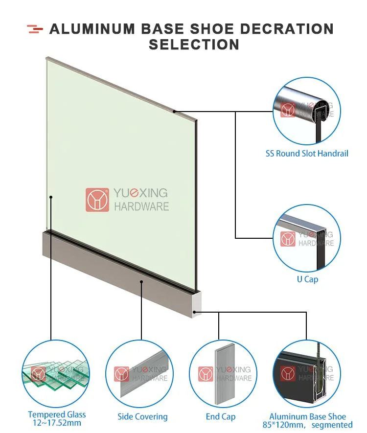 1versatile and Customizable Aluminum Fluted Glass Frameless Railings for Any Space