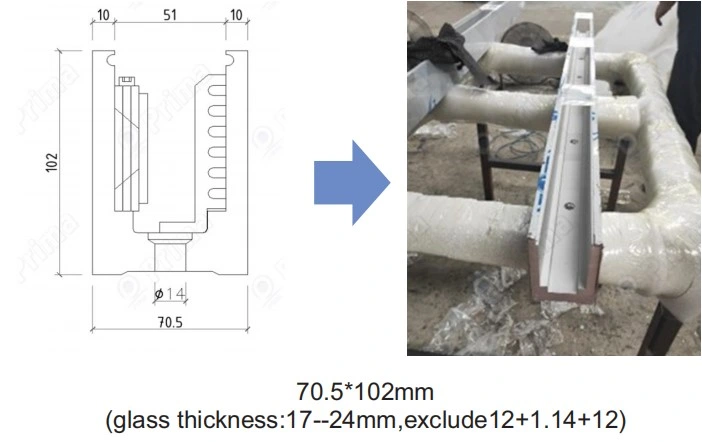 Balcony Railing Aluminum Base Channel LED Glass Railing