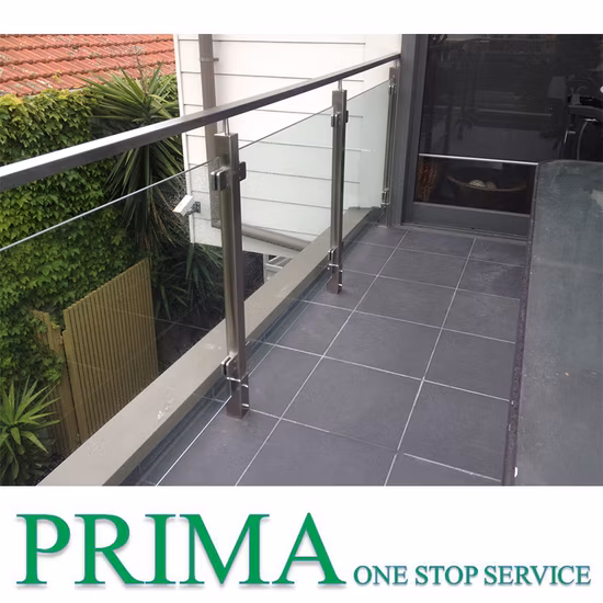 Prima Factory Project balaustrada corrimão de vidro com corrimão de aço inoxidável