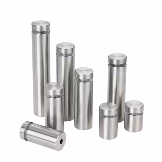 Espaçador redondo de alumínio anodizado de aço inoxidável montado na parede, espaçador de parafuso de espelho, espaçador de parafuso